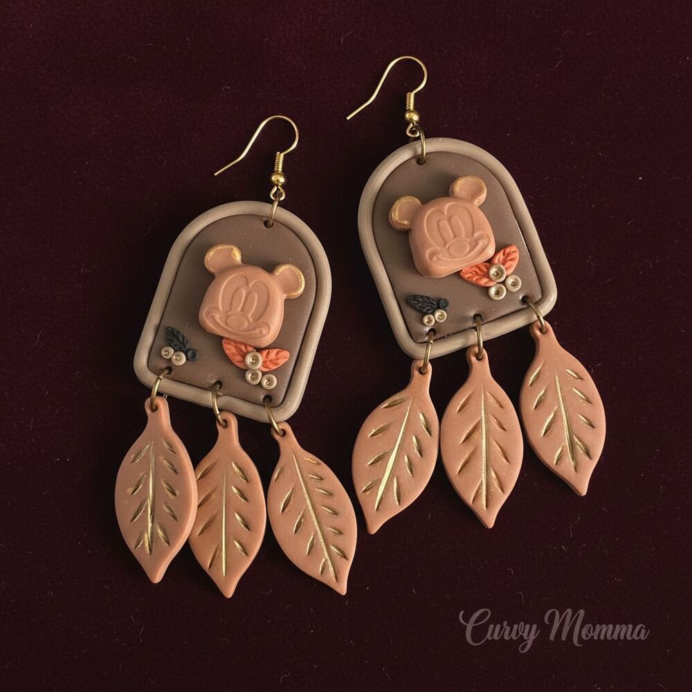 Handmade Brown Leaf Dangle Earrings